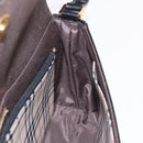 BURBERRY Hand Bag Leather Black Gold Auth 184438-18