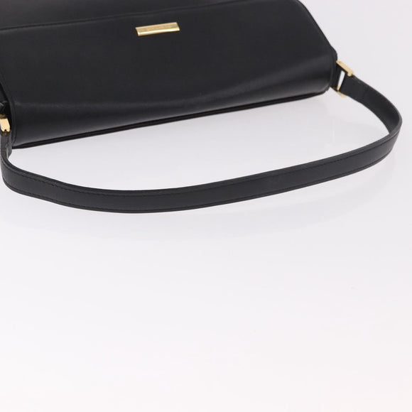 BURBERRY Hand Bag Leather Black Gold Auth 184438