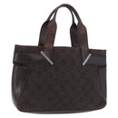 GUCCI GG Canvas Hand Bag Dark Brown Silver 73984 Auth 184439-1