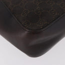 GUCCI GG Canvas Hand Bag Dark Brown Silver 73984 Auth 184439-10