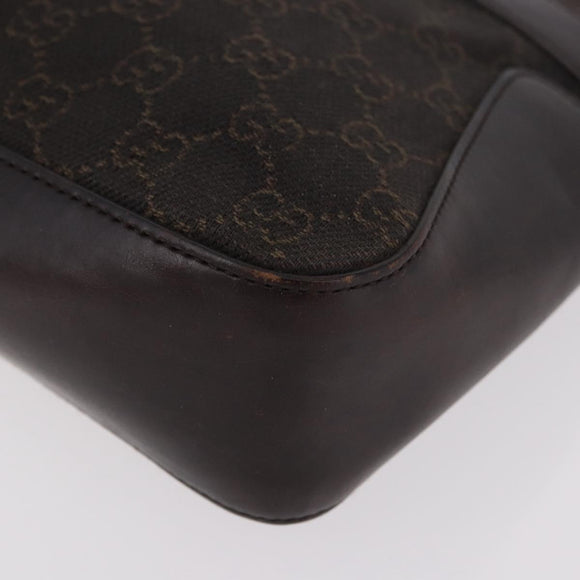 GUCCI GG Canvas Hand Bag Dark Brown Silver 73984 Auth 184439