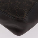 GUCCI GG Canvas Hand Bag Dark Brown Silver 73984 Auth 184439-13