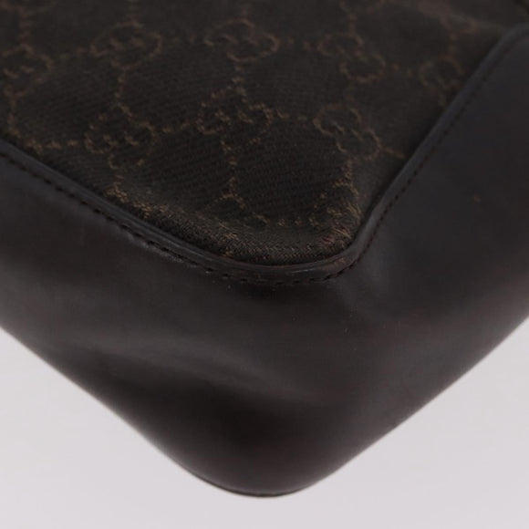 GUCCI GG Canvas Hand Bag Dark Brown Silver 73984 Auth 184439