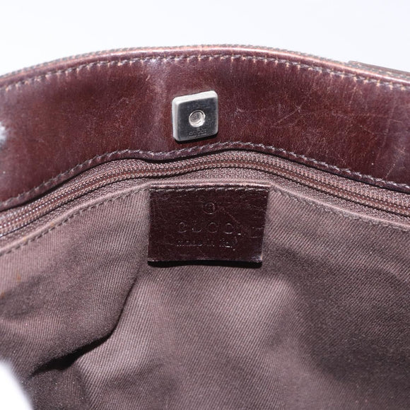 GUCCI GG Canvas Hand Bag Dark Brown Silver 73984 Auth 184439