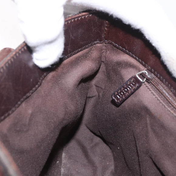 GUCCI GG Canvas Hand Bag Dark Brown Silver 73984 Auth 184439