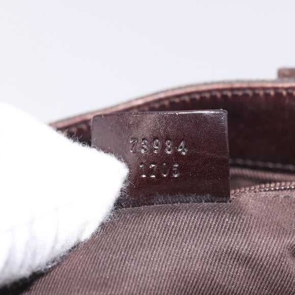 GUCCI GG Canvas Hand Bag Dark Brown Silver 73984 Auth 184439