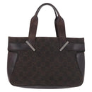 GUCCI GG Canvas Hand Bag Dark Brown Silver 73984 Auth 184439-3