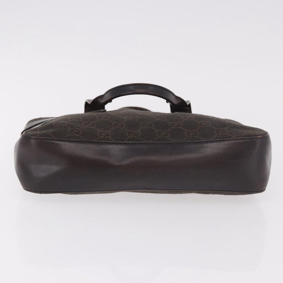 GUCCI GG Canvas Hand Bag Dark Brown Silver 73984 Auth 184439