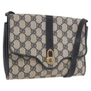 GUCCI GG Supreme Shoulder Bag PVC Navy Gold Auth 184440-1