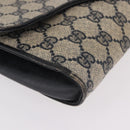 GUCCI GG Supreme Shoulder Bag PVC Navy Gold Auth 184440-10