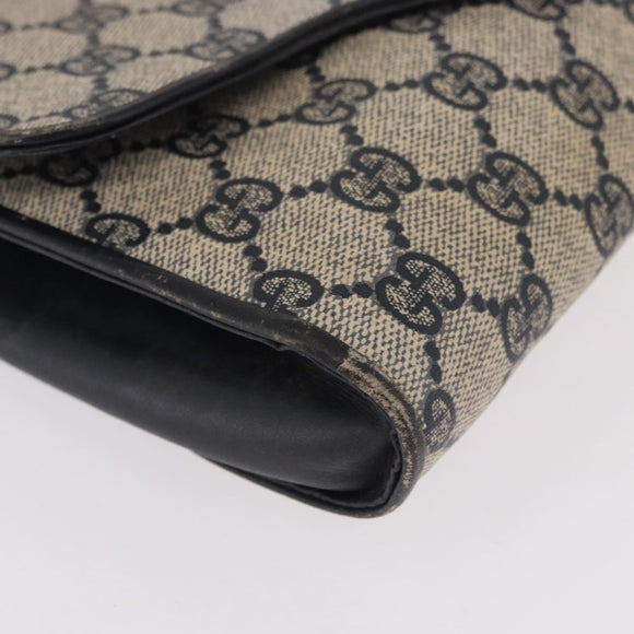 GUCCI GG Supreme Shoulder Bag PVC Navy Gold Auth 184440