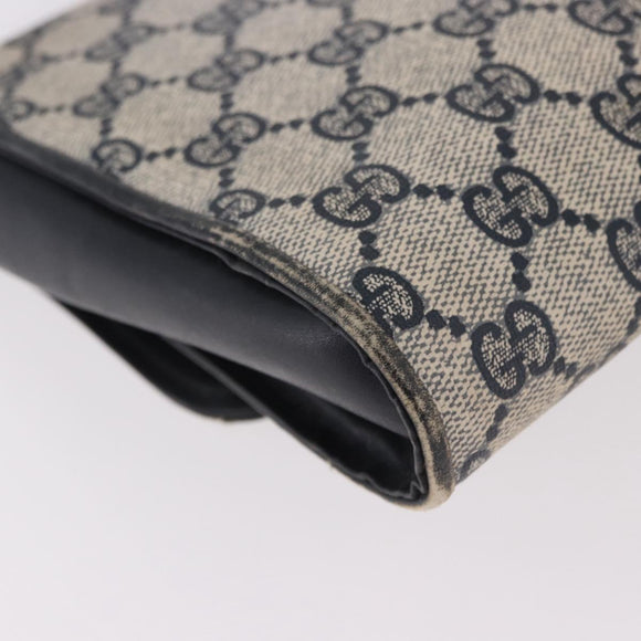 GUCCI GG Supreme Shoulder Bag PVC Navy Gold Auth 184440