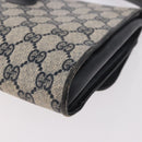 GUCCI GG Supreme Shoulder Bag PVC Navy Gold Auth 184440-13