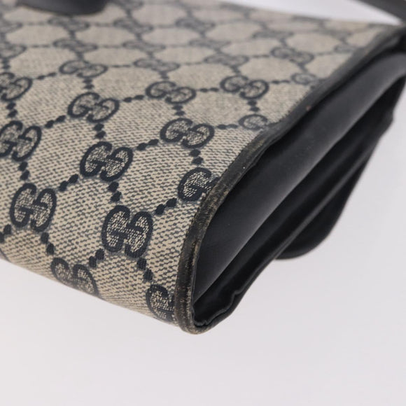 GUCCI GG Supreme Shoulder Bag PVC Navy Gold Auth 184440