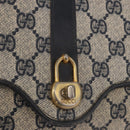 GUCCI GG Supreme Shoulder Bag PVC Navy Gold Auth 184440-14