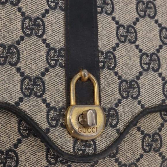 GUCCI GG Supreme Shoulder Bag PVC Navy Gold Auth 184440