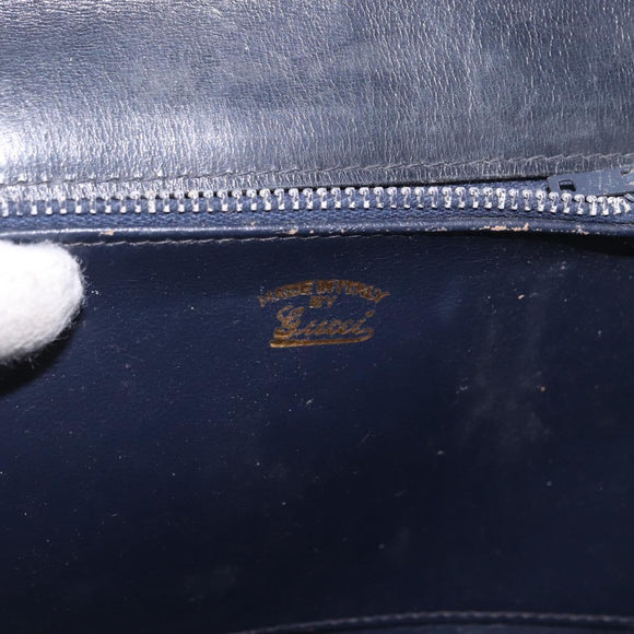 GUCCI GG Supreme Shoulder Bag PVC Navy Gold Auth 184440