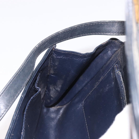 GUCCI GG Supreme Shoulder Bag PVC Navy Gold Auth 184440