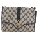 GUCCI GG Supreme Shoulder Bag PVC Navy Gold Auth 184440-2