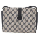 GUCCI GG Supreme Shoulder Bag PVC Navy Gold Auth 184440-3