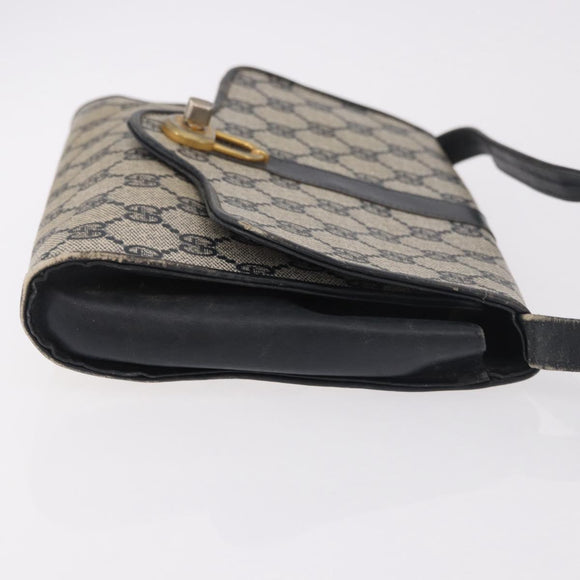 GUCCI GG Supreme Shoulder Bag PVC Navy Gold Auth 184440