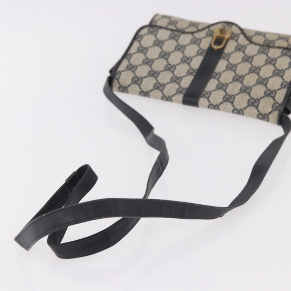 GUCCI GG Supreme Shoulder Bag PVC Navy Gold Auth 184440