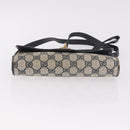 GUCCI GG Supreme Shoulder Bag PVC Navy Gold Auth 184440-9