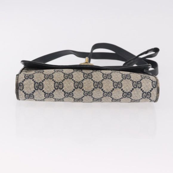 GUCCI GG Supreme Shoulder Bag PVC Navy Gold Auth 184440