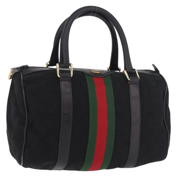 GUCCI GG Canvas Web Sherry Line Hand Bag Black Red Green 010 378 Auth 184441