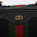 GUCCI GG Canvas Web Sherry Line Hand Bag Black Red Green 010 378 Auth 184441-17