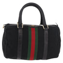 GUCCI GG Canvas Web Sherry Line Hand Bag Black Red Green 010 378 Auth 184441-13