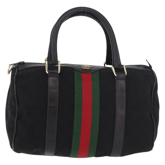 GUCCI GG Canvas Web Sherry Line Hand Bag Black Red Green 010 378 Auth 184441