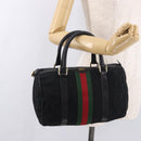 GUCCI GG Canvas Web Sherry Line Hand Bag Black Red Green 010 378 Auth 184441-23