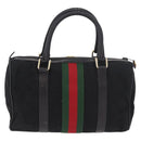 GUCCI GG Canvas Web Sherry Line Hand Bag Black Red Green 010 378 Auth 184441-2