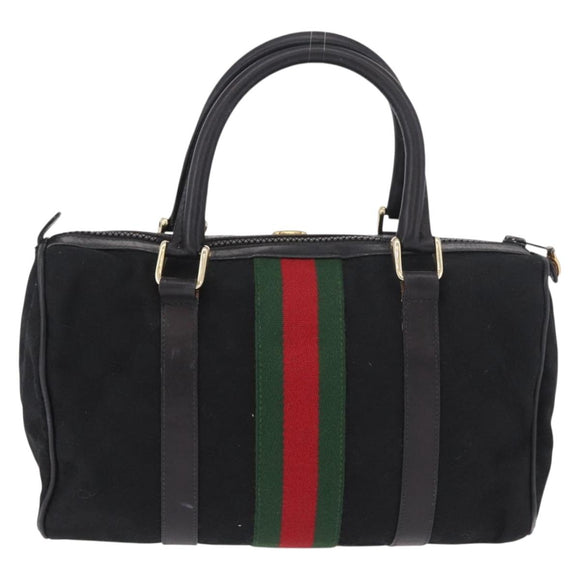 GUCCI GG Canvas Web Sherry Line Hand Bag Black Red Green 010 378 Auth 184441