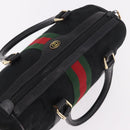 GUCCI GG Canvas Web Sherry Line Hand Bag Black Red Green 010 378 Auth 184441-6