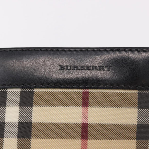 BURBERRY Nova Check Shoulder Bag PVC Beige Silver Auth 184442