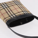 BURBERRY Nova Check Shoulder Bag PVC Beige Silver Auth 184442-6