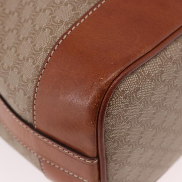 CELINE Macadam Canvas Shoulder Bag PVC Beige Gold Auth 184444
