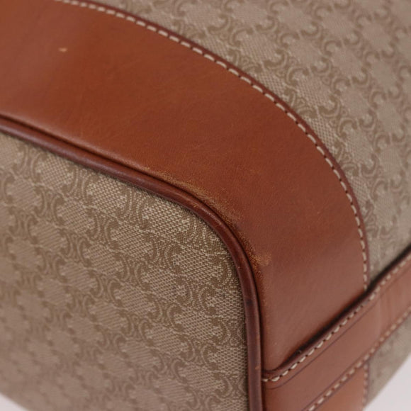 CELINE Macadam Canvas Shoulder Bag PVC Beige Gold Auth 184444