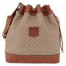 CELINE Macadam Canvas Shoulder Bag PVC Beige Gold Auth 184444-13