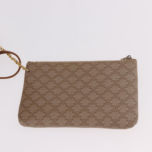 CELINE Macadam Canvas Shoulder Bag PVC Beige Gold Auth 184444