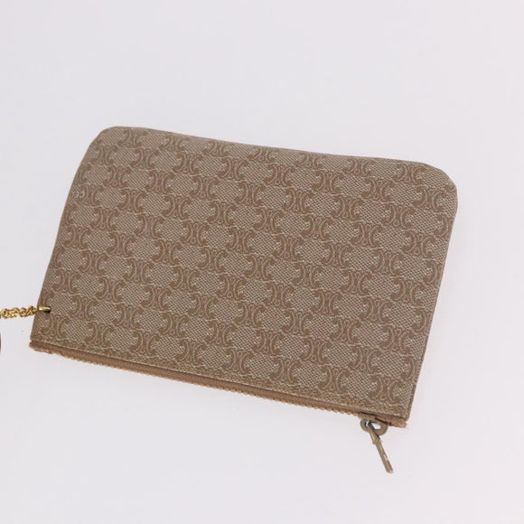 CELINE Macadam Canvas Shoulder Bag PVC Beige Gold Auth 184444