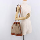 CELINE Macadam Canvas Shoulder Bag PVC Beige Gold Auth 184444-25