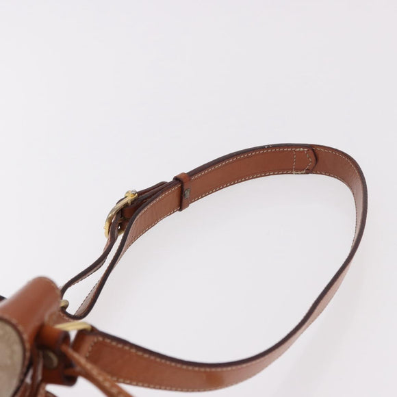 CELINE Macadam Canvas Shoulder Bag PVC Beige Gold Auth 184444