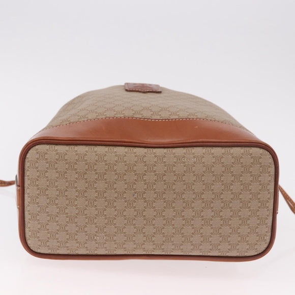 CELINE Macadam Canvas Shoulder Bag PVC Beige Gold Auth 184444