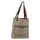 GUCCI GG Supreme Web Sherry Line Tote Bag PVC Beige Red 40 02 003 Auth 184449-1