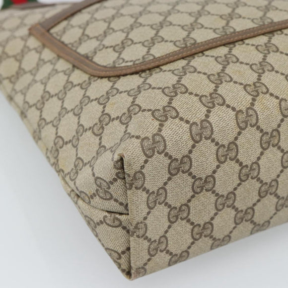 GUCCI GG Supreme Web Sherry Line Tote Bag PVC Beige Red 40 02 003 Auth 184449