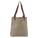 GUCCI GG Supreme Web Sherry Line Tote Bag PVC Beige Red 40 02 003 Auth 184449-2