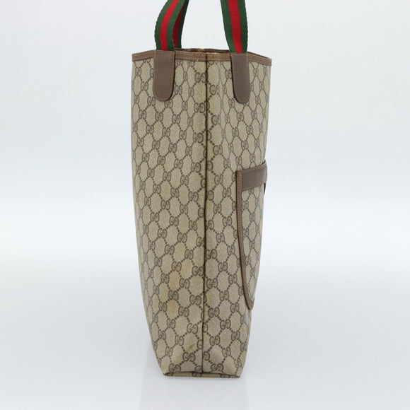 GUCCI GG Supreme Web Sherry Line Tote Bag PVC Beige Red 40 02 003 Auth 184449